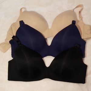 Auden molded cup nursing bra sz 36DDD (lot of 3)